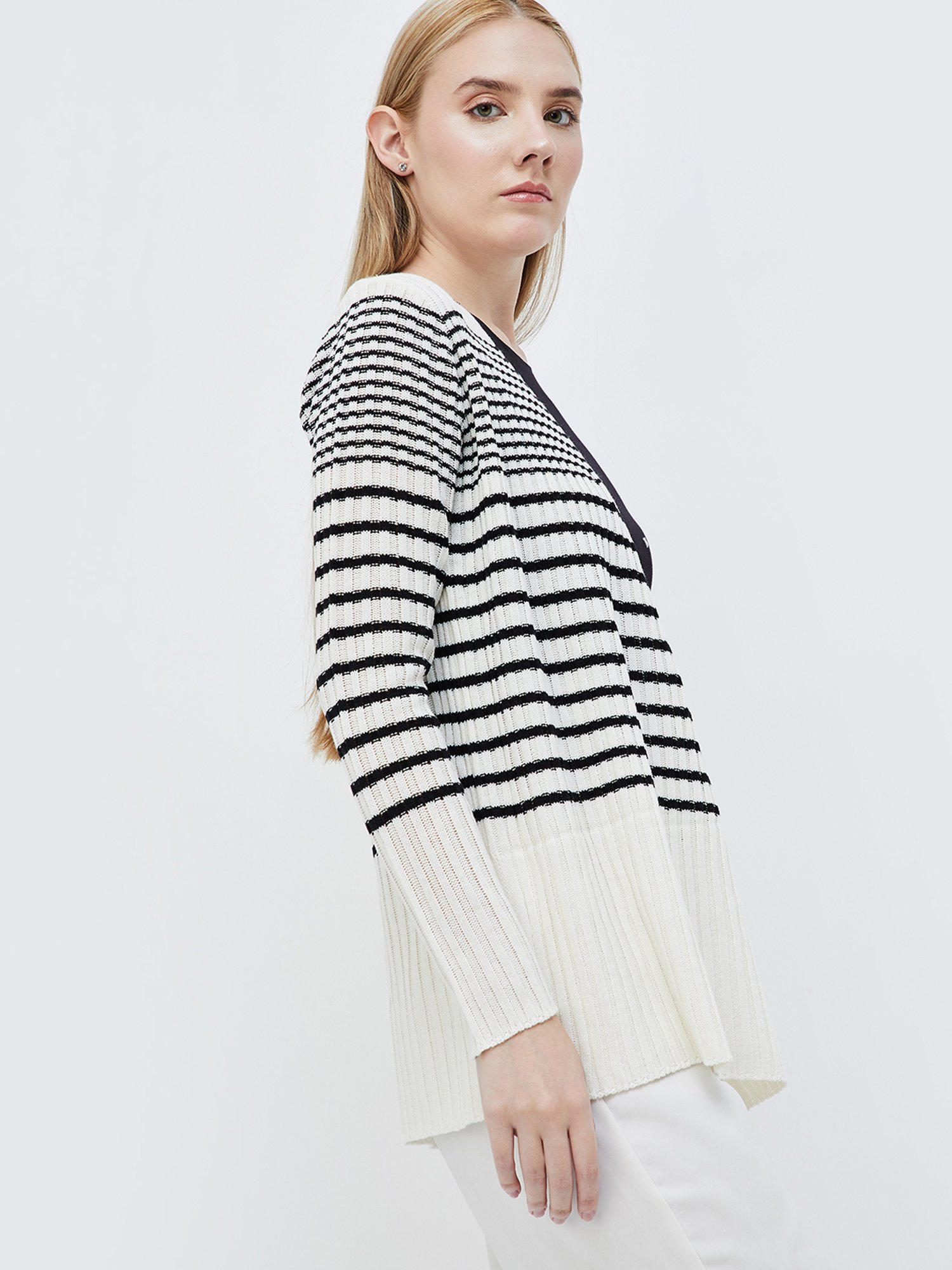 Code by Lifestyle Off White Striped Cardigan