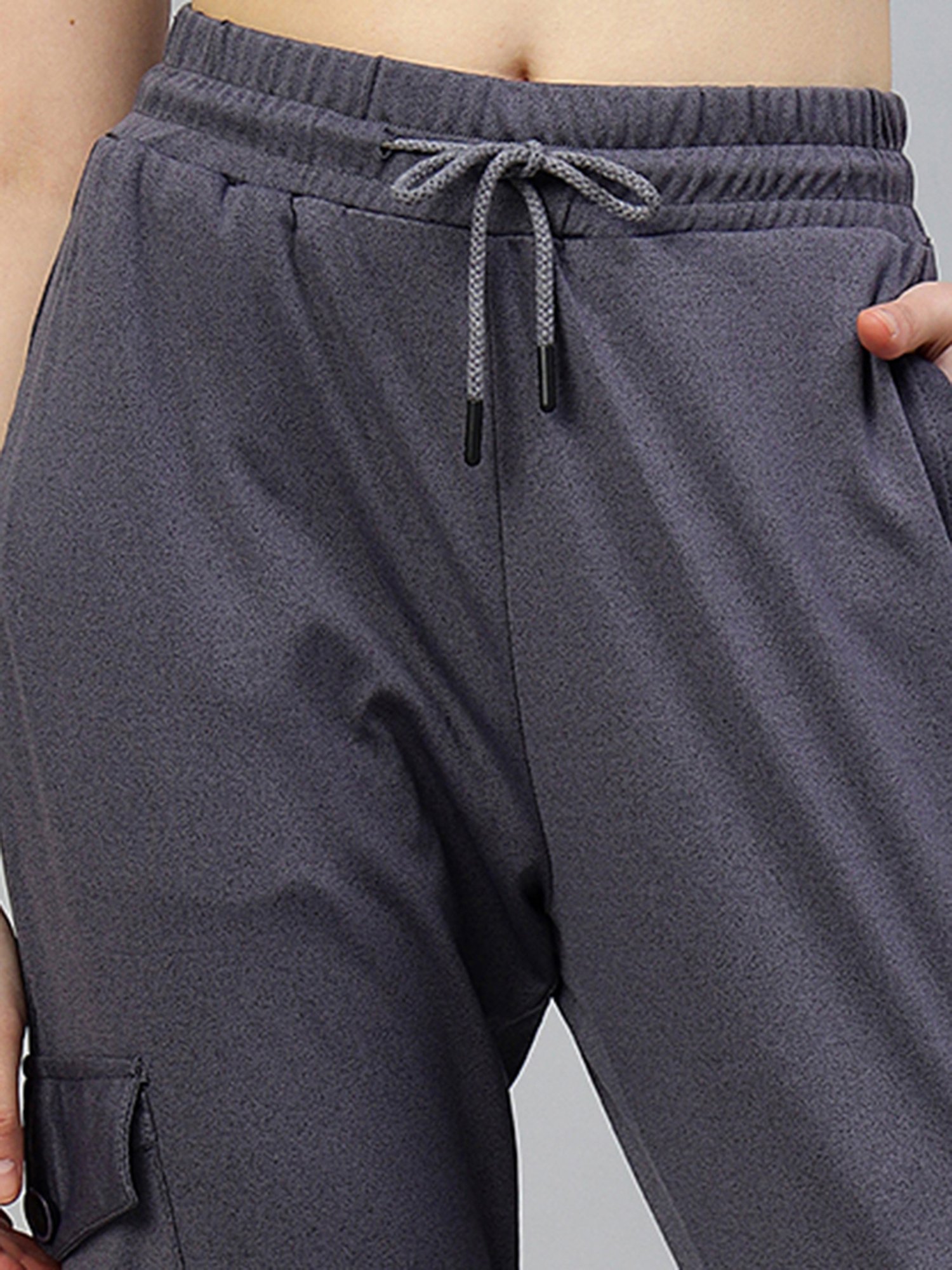 FITHUB Dark Grey Relaxed Fit High Rise Cargo Pants