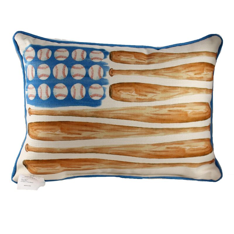 Home Decor 14.0" Baseball Flag Pillow Sports Play Ball  -  Decorative Pillow