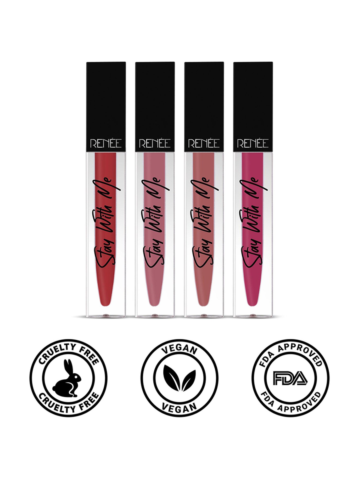 RENEE Stay With Me Matte Liquid Lip Color 02 - Set of 4