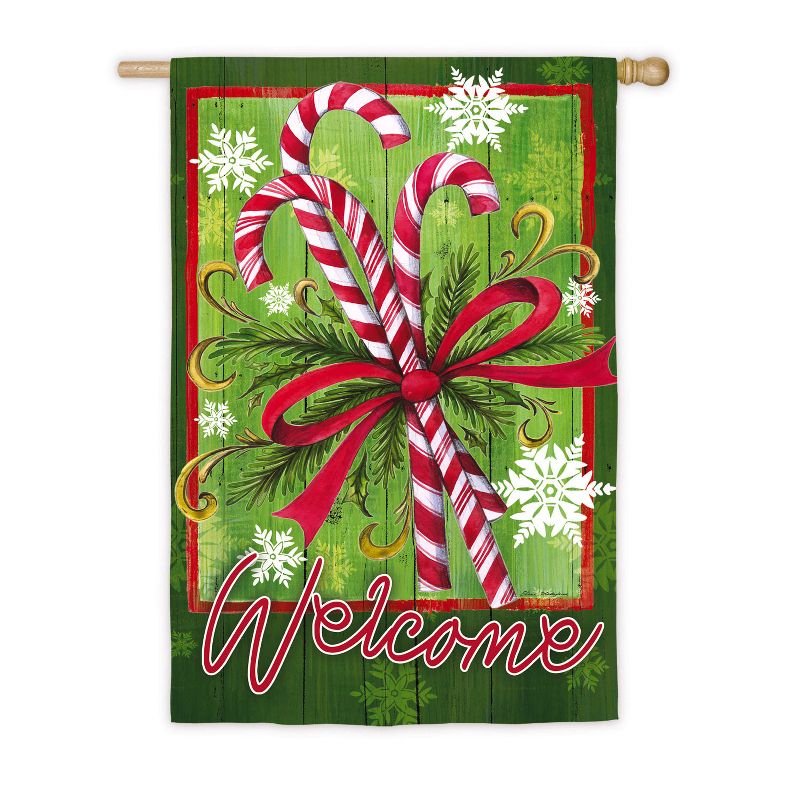 Evergreen Flag Candy Cane & Ribbon Suede House Flag
