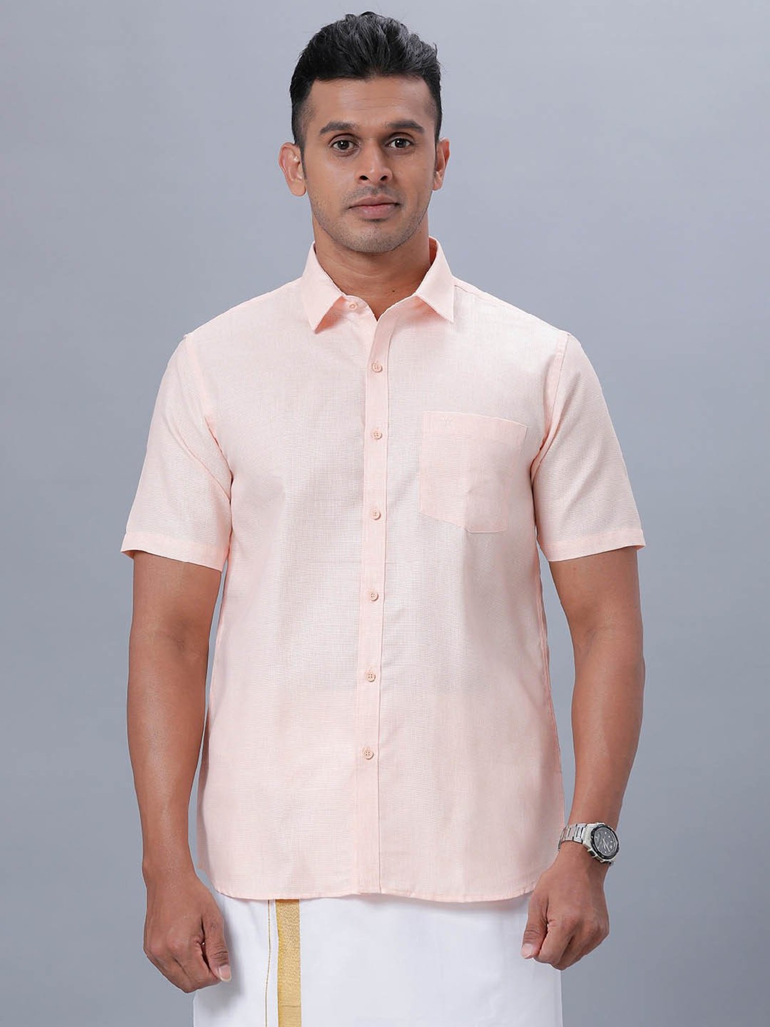 Ramraj Light Pink Regular Fit Shirt