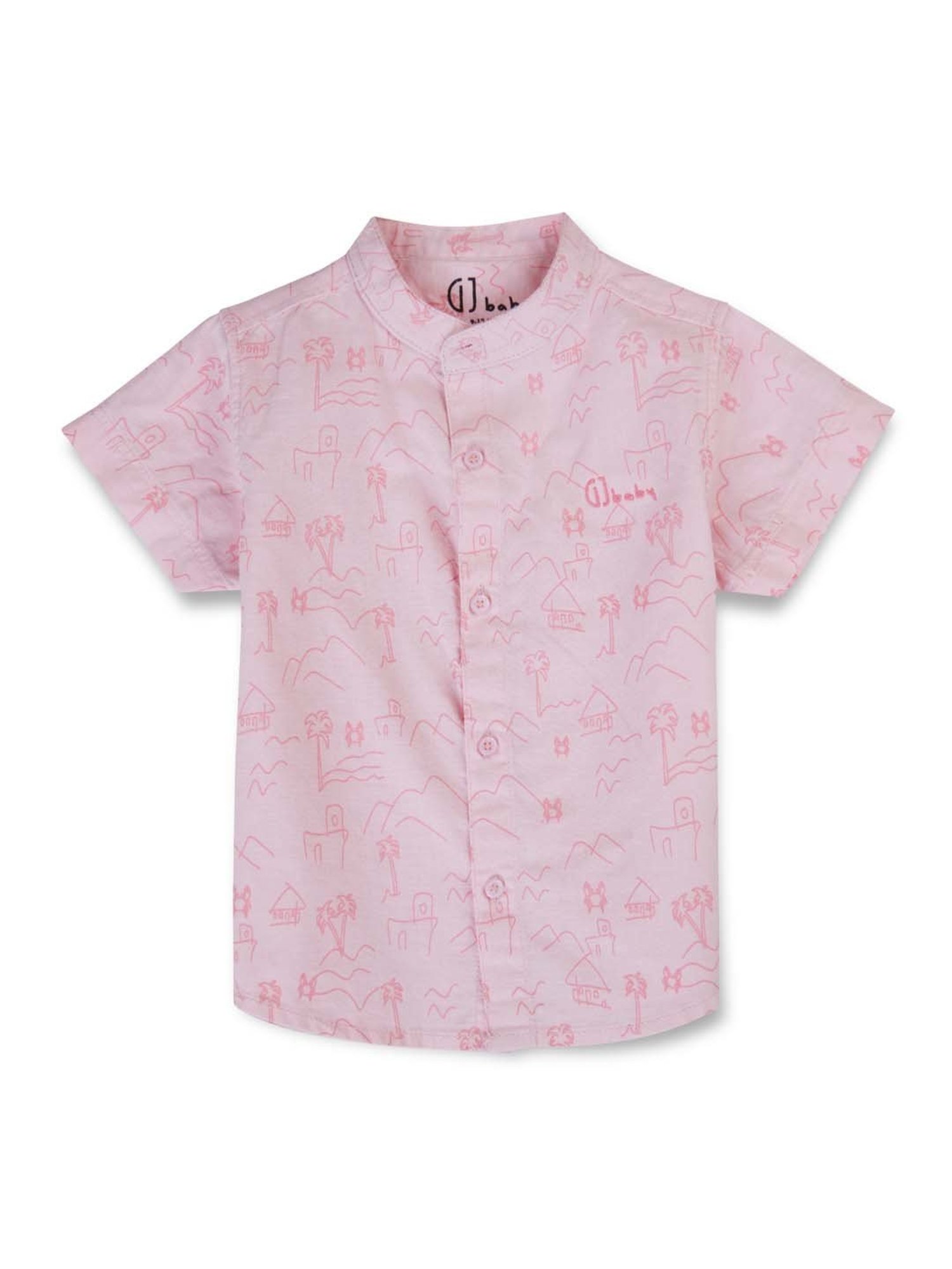 GJ baby Kids Pink Cotton Printed Shirt