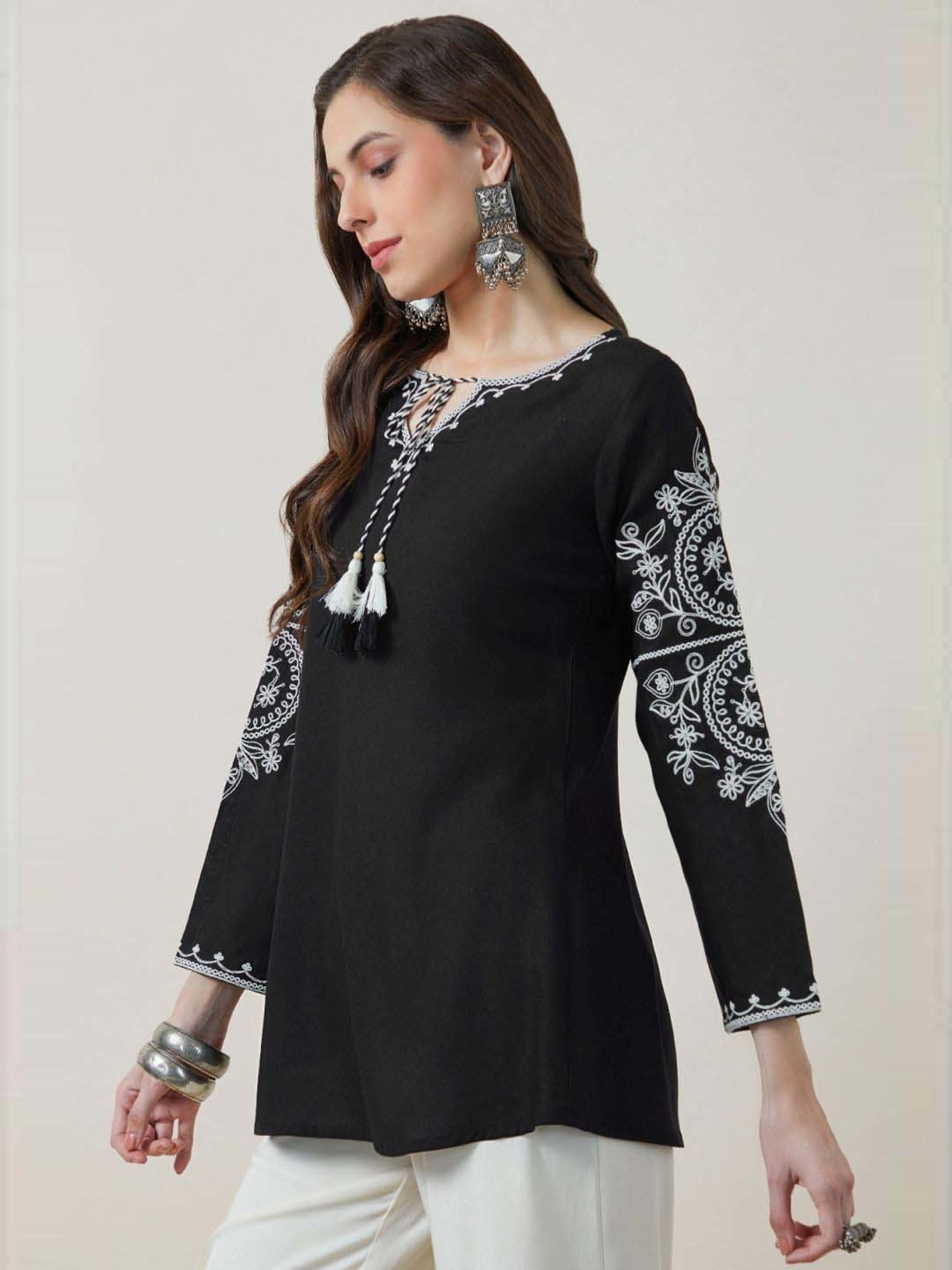 Soch Black Embroidered Tunic