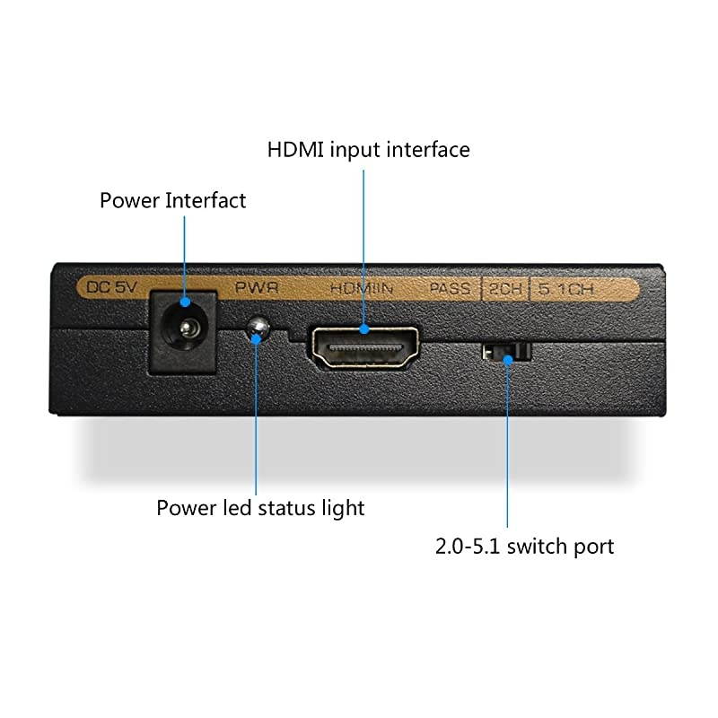 HDMI Audio Extractor HDMI to HDMI + Optical TOSLINK SPDIF + Analog RCA LR Stereo Audio Video Splitter Converter for Bluray Player Xbox PS3 PS4 Support Full HD3D