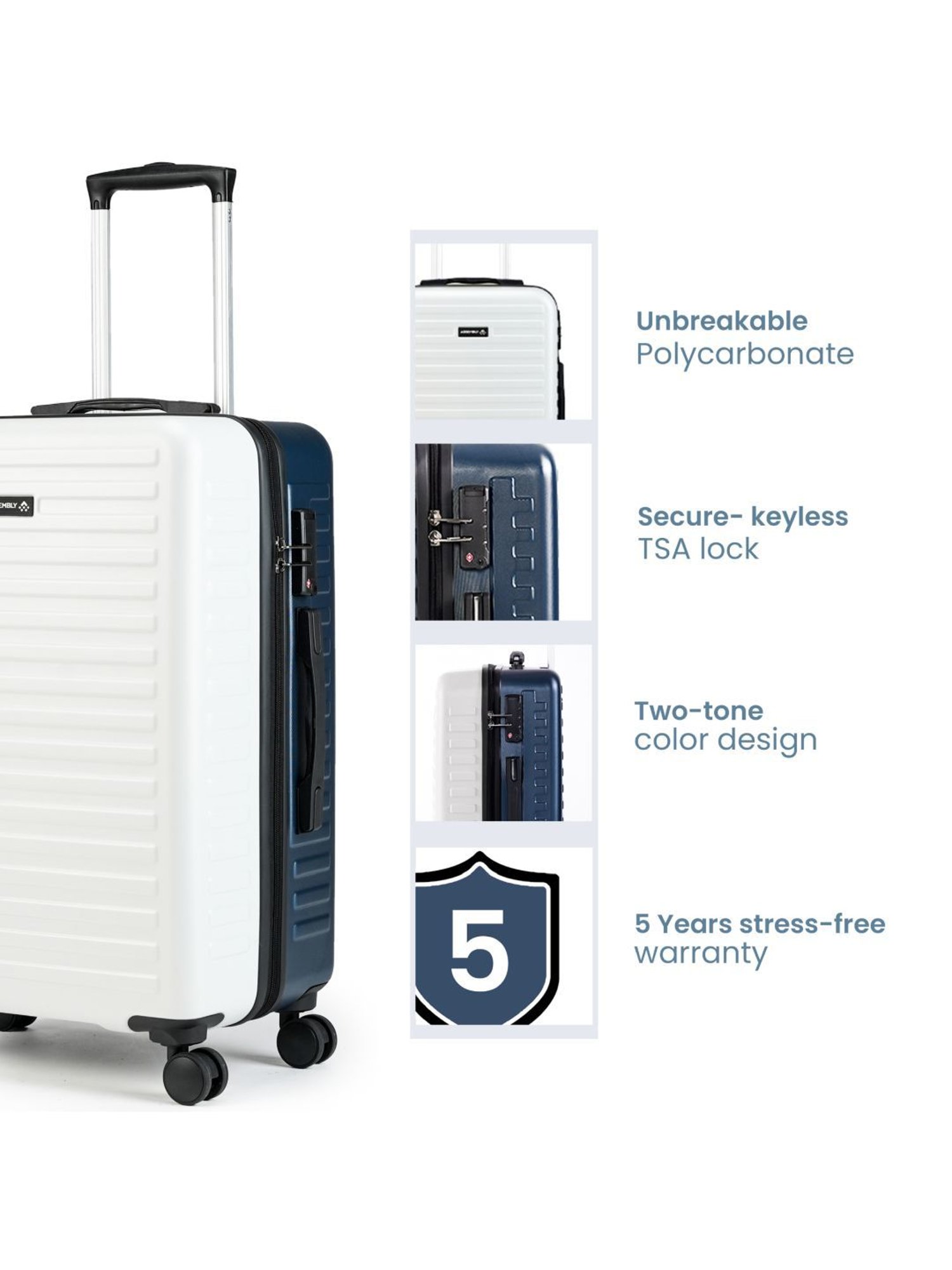 Assembly Blue & White Two Tone Medium Check-in Trolley - 24 inch