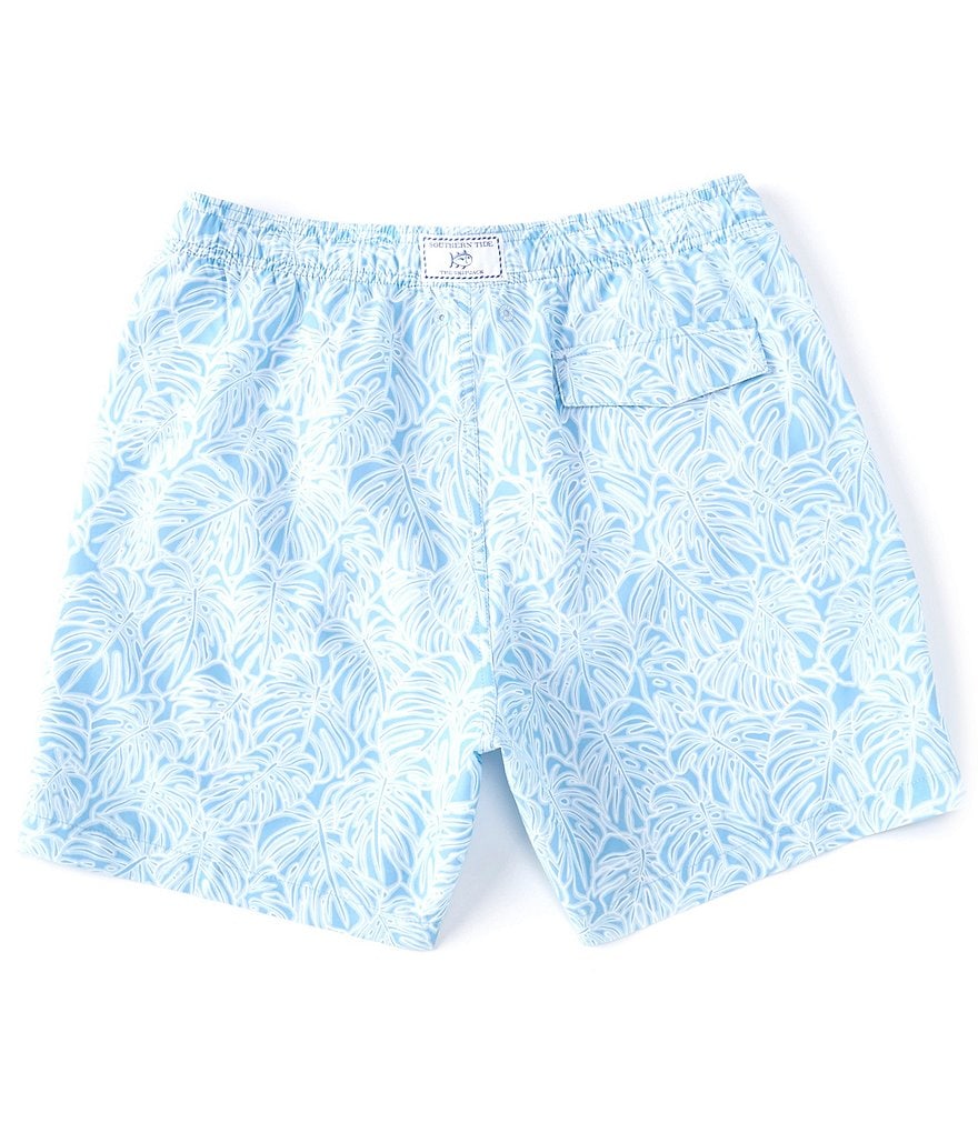 Southern Tide Tonal Palm 6#double; Inseam Packable Swim Trunks