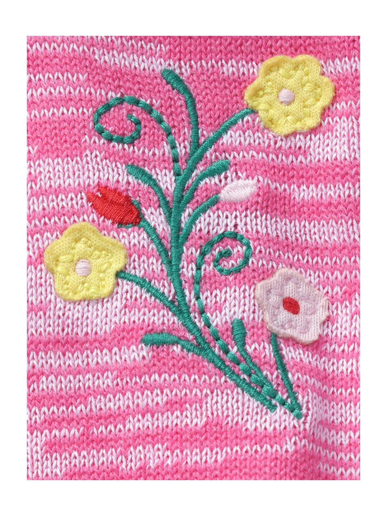 Pranava Kids Flamingo Pink Cotton Patch Work Sweater