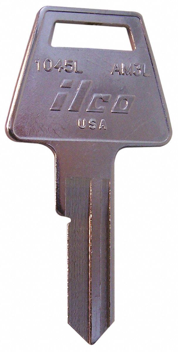 KABA ILCO 1045L-AM3L Key Blank,Brass,1045L-AM3L,PK10
