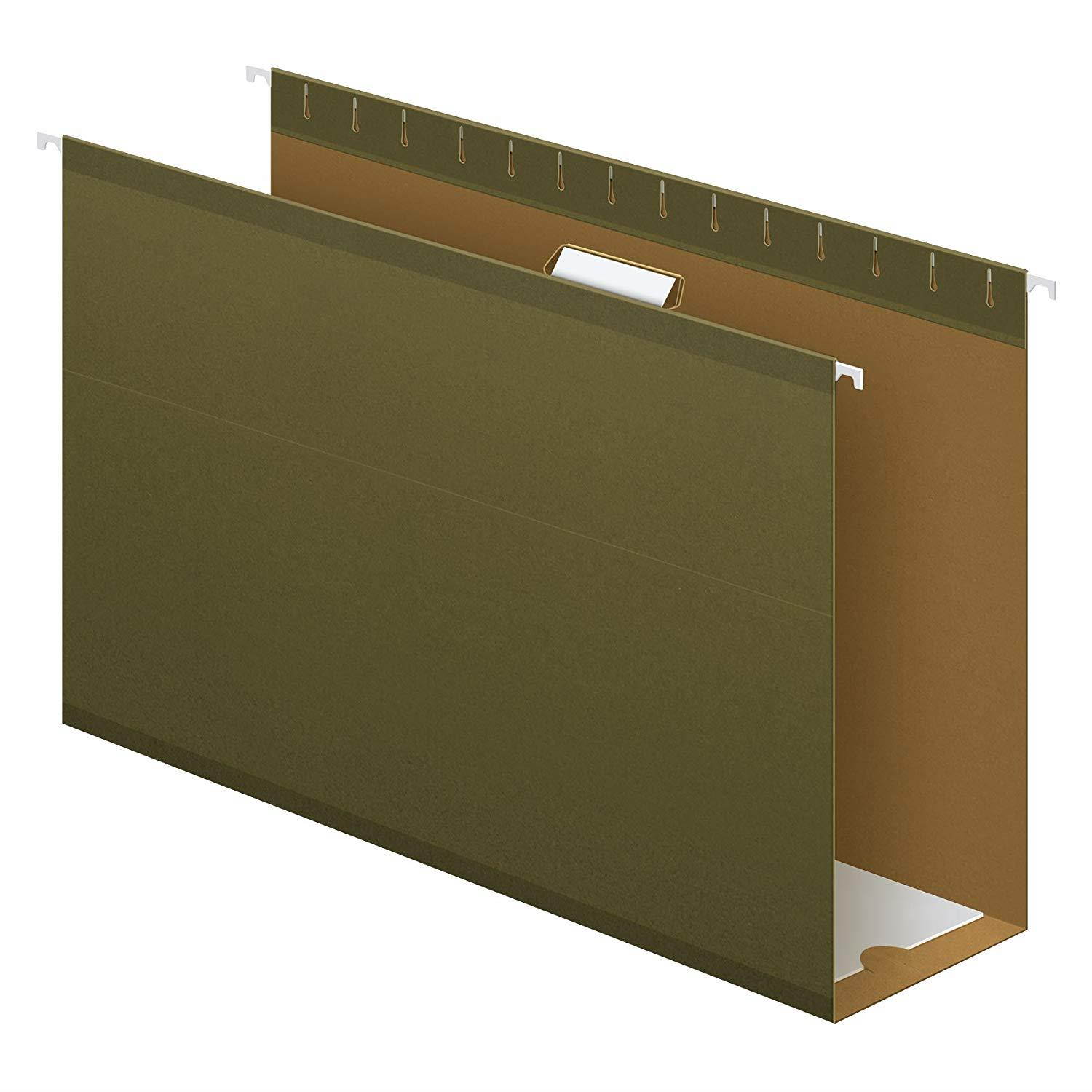 Pendaflex Extra Capacity Reinforced Hanging File Folders, 4", Legal Size, Standard Green, 1/5 Cut, 25 per Box (04153x4)