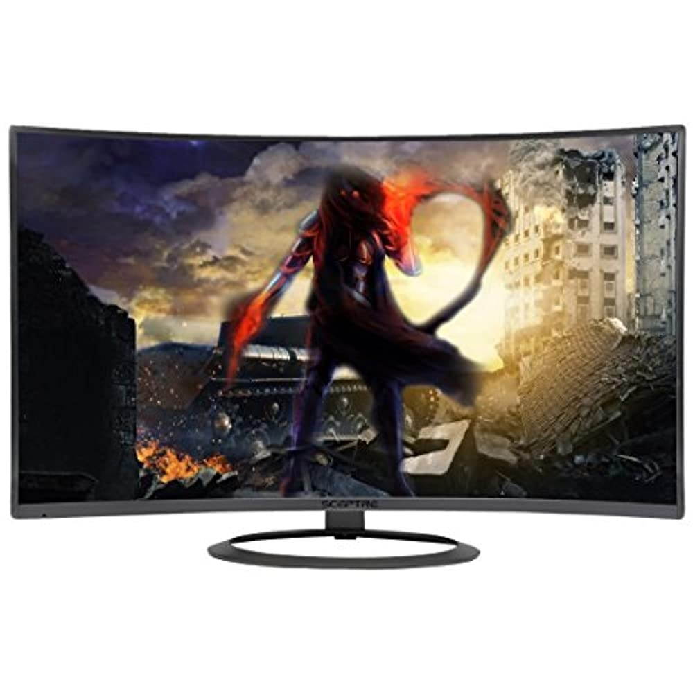 SCEPTRE 27" Curved LED Monitor C278W-1920R Full HD 1080P HDMI DisplayPort VGA Speakers, Ultra Thin Brushed Metallic, 1800R immersive curvature, 2018