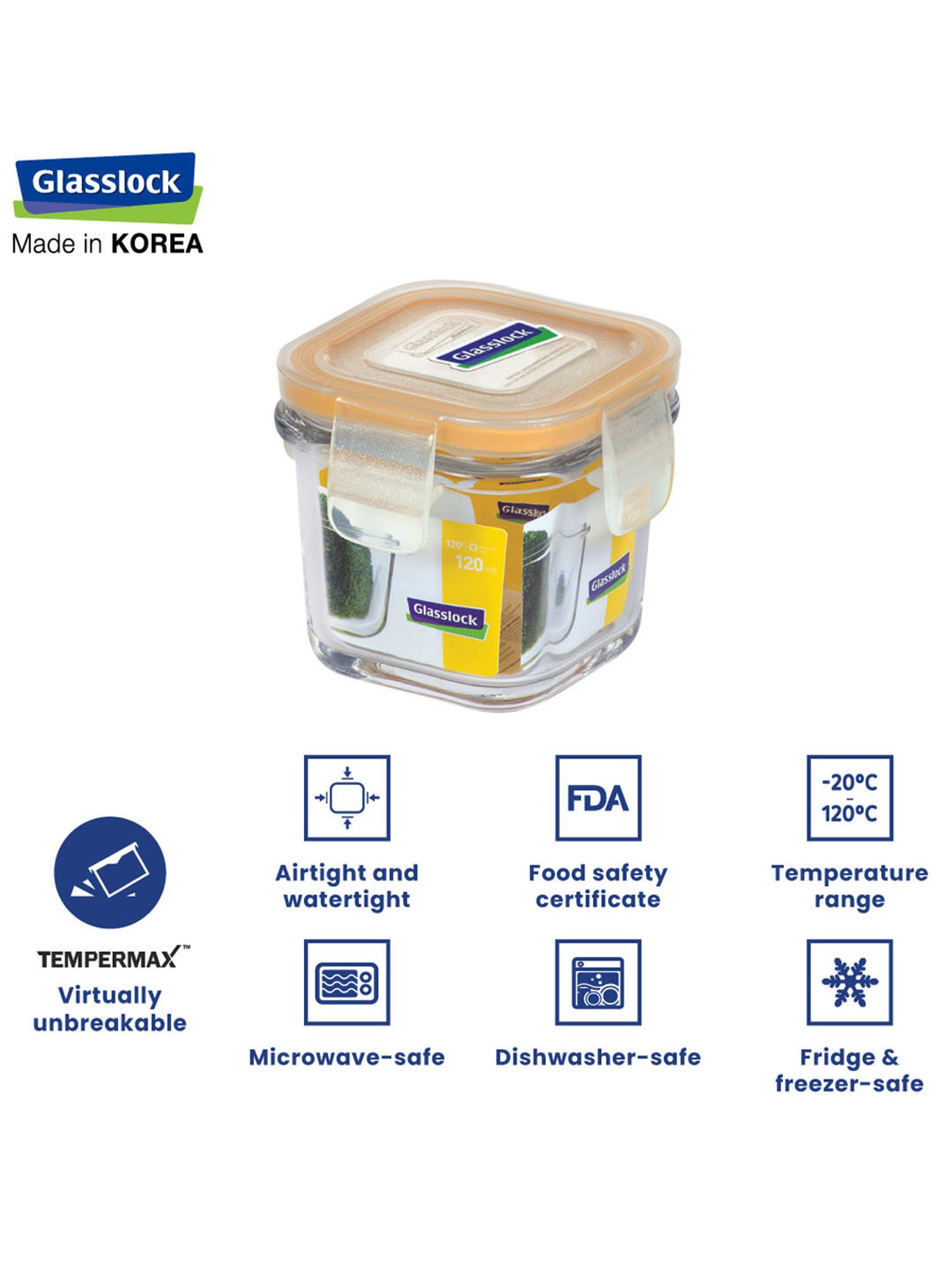 Glasslock Transparent Glass 120 ml Jars and Container