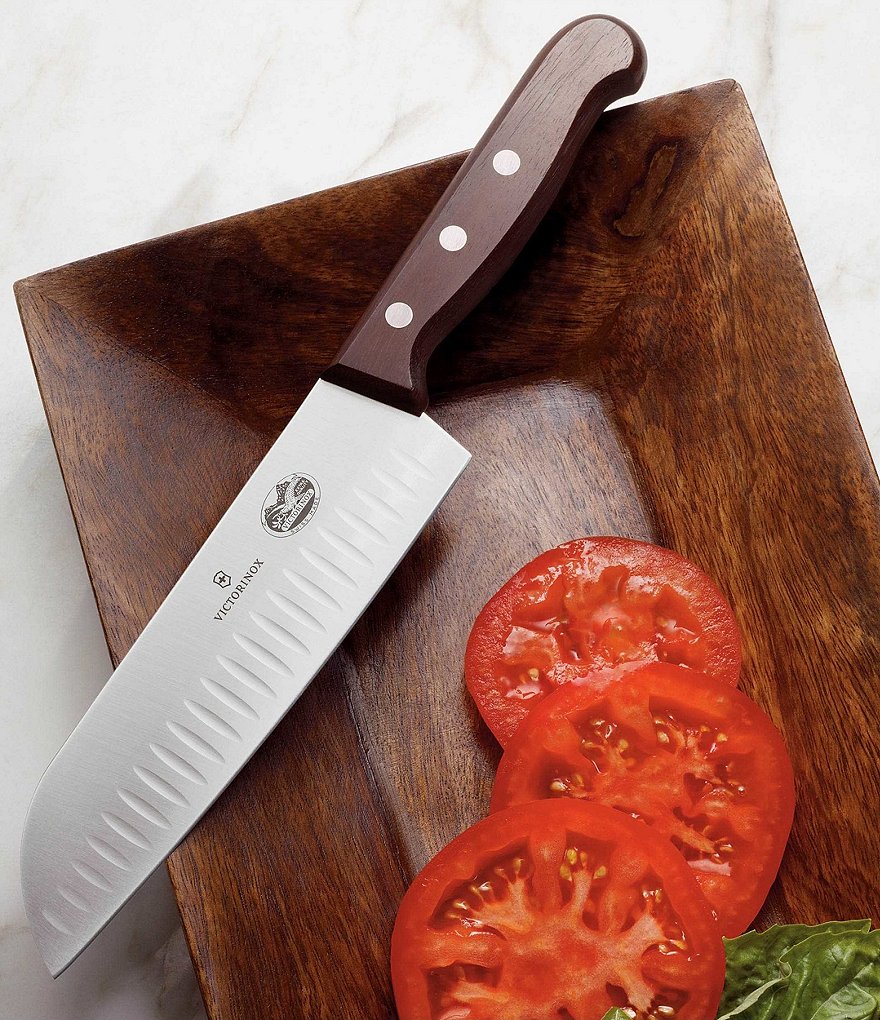 Victorinox Swiss Army Rosewood Santoku Knife with Granton Blade