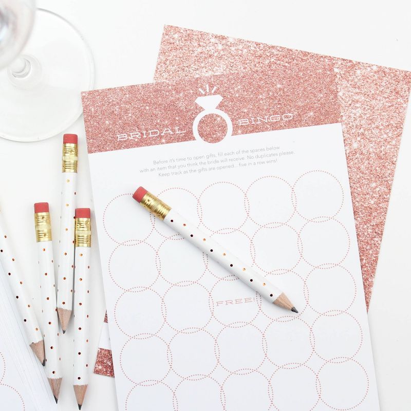 12pk Mini Pencils Polka Dots Foil Rose Gold