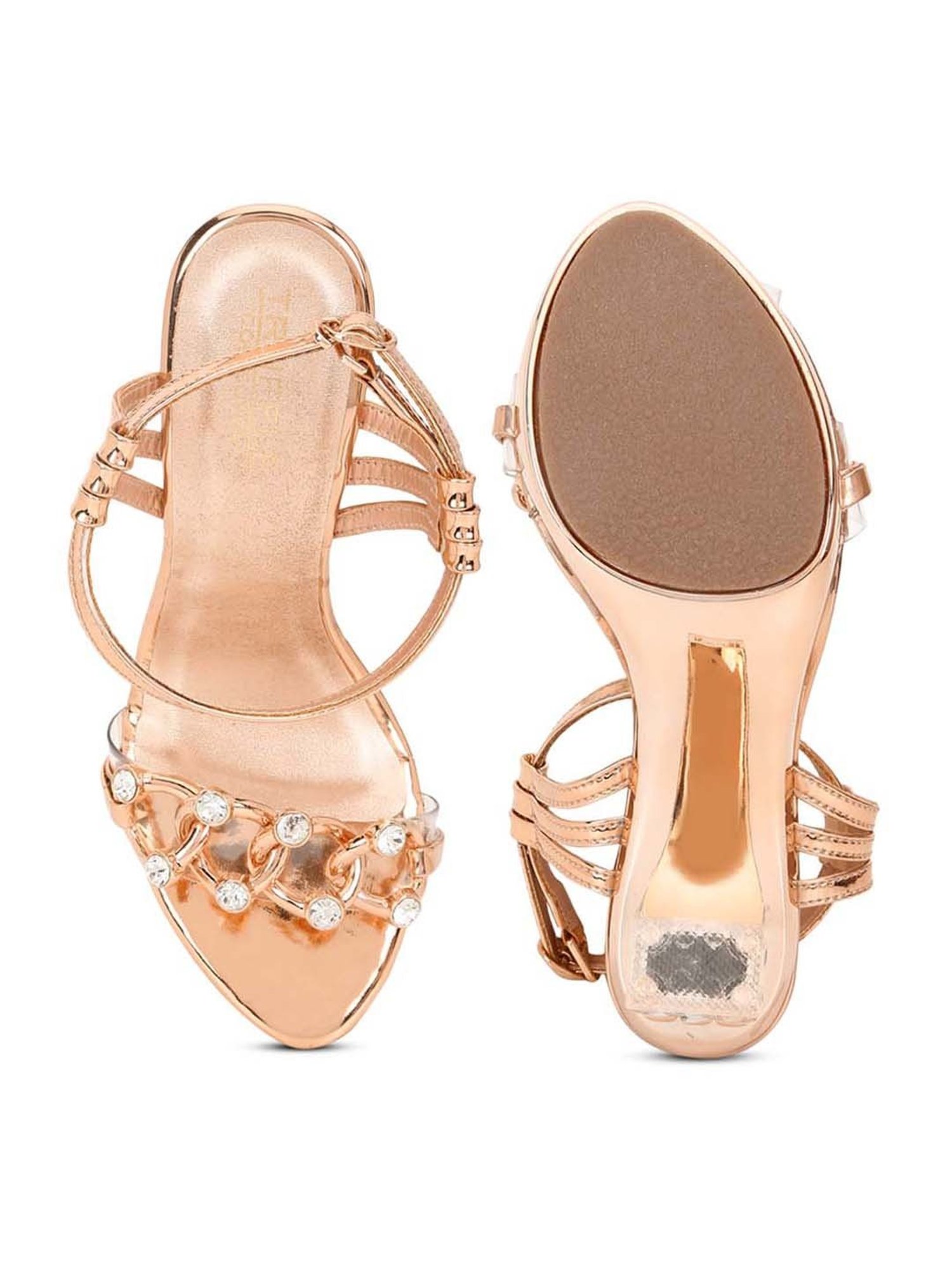 Truffle Collection Women's Rose Gold Ankle Strap Sandals