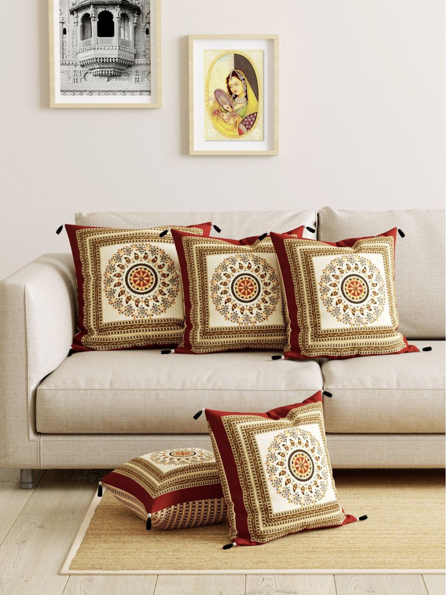 Living Roots Multicolor Cotton Cushion Covers - Set of 5