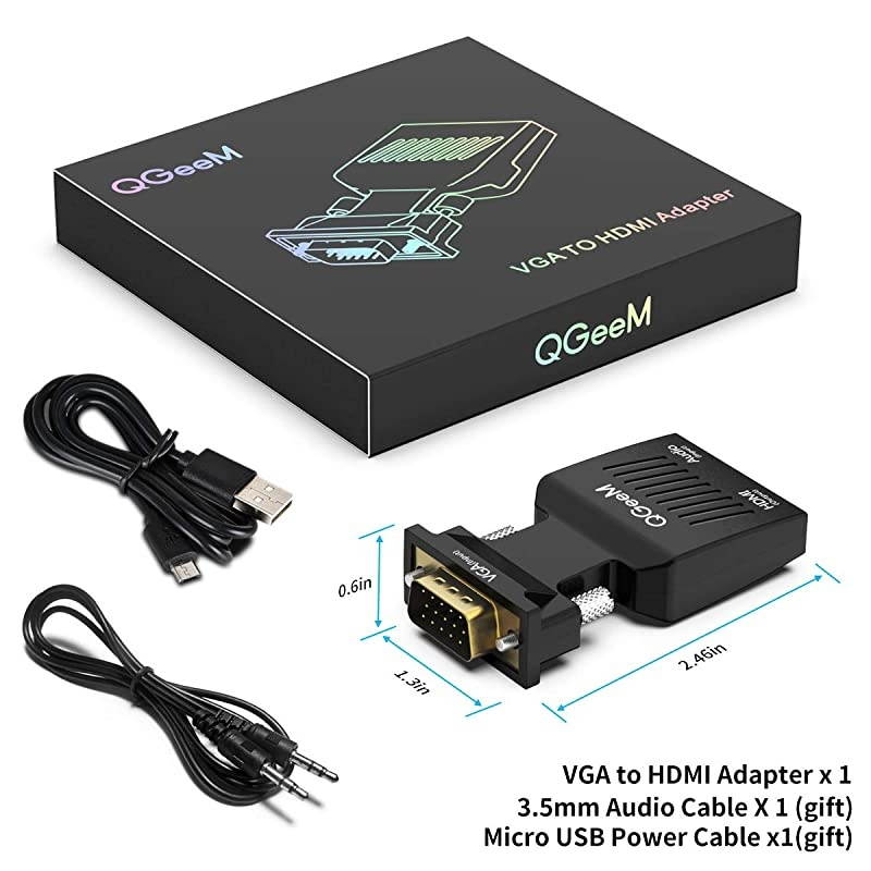 VGA to HDMI Adapter,  VGA to HDMI Adapter with Audio/1080p Video Output, VGA to HDMI (Male to Female) Converter Dongle adaptor for Monitor, Computer, Laptop, Projector, VGA to HDMI Converter