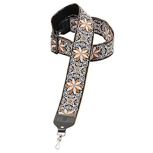 Levy's M10HT-13 2" Hootenanny Jaquard Weave  Banjo Strap - Gold flowers