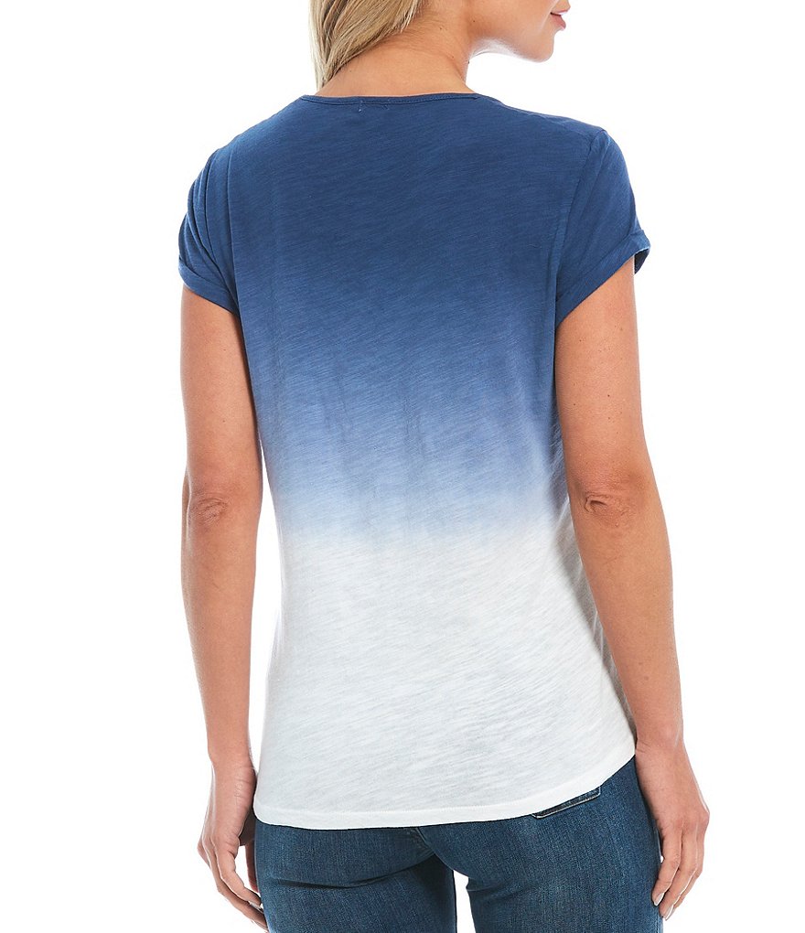 Reba Embellished Ombre Graphic Shirttail Short Sleeve Tee