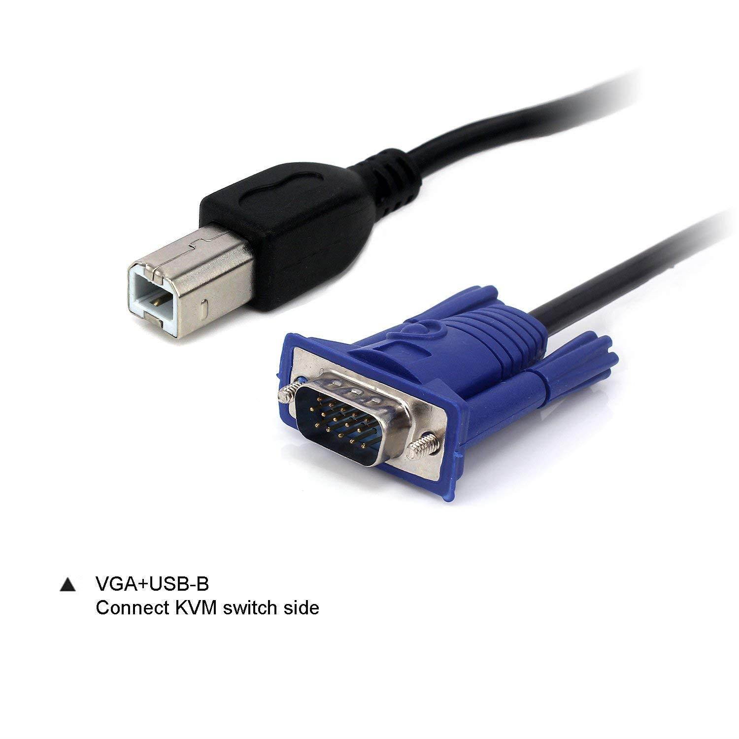 CableVantage USB VGA KVM Switch Computer Cable, 15 Pin VGA Cable Male to Male USB A to B Printer Cable Cord PC Printer Keyboard Mouse Monitor 5ft/1.5m