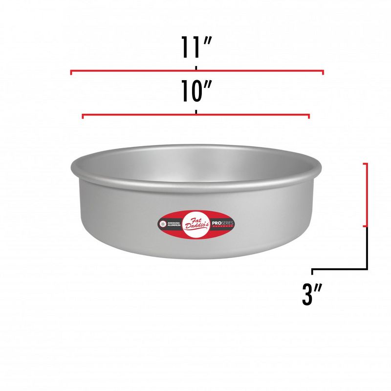 Fat Daddio's PRD-103 Anodized Aluminum Round Cake Pan with Solid Bottom, 10 x 3"
