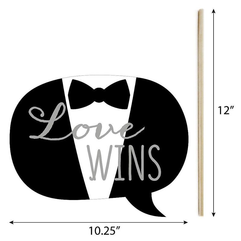 Big Dot of Happiness Mr. & Mr. - Silver - Gay Wedding LGBTQ Photo Booth Props Kit - 20 Count