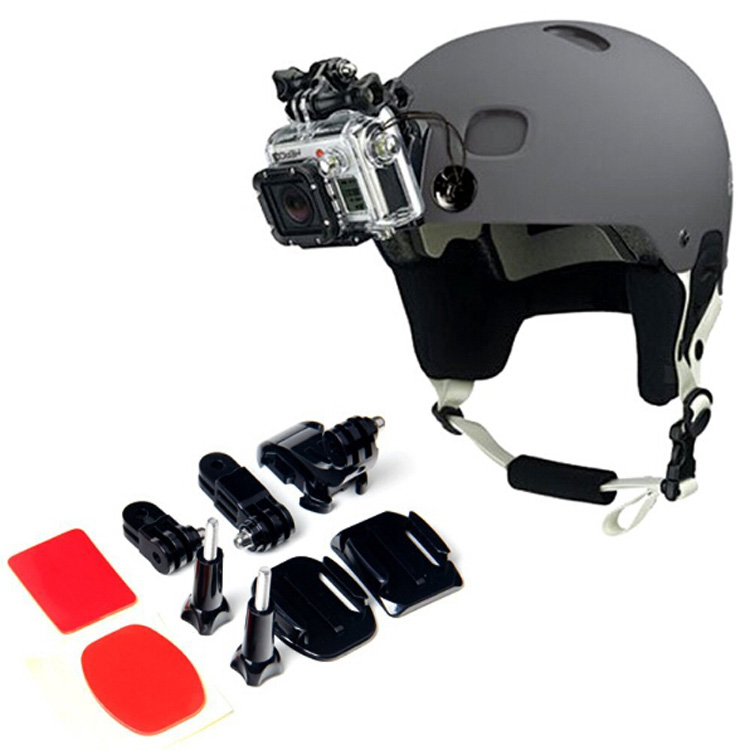 Adjustable Helmet Front Adhesive Mount Shoot Set for Gopro HD Hero 3+ 3 2 1 - Black GP019