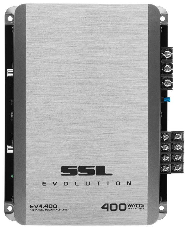 sound storm ev4.400 evolution 400 watt, 4 channel, 2 to 8 ohm stable class a/b, full range car amplifier