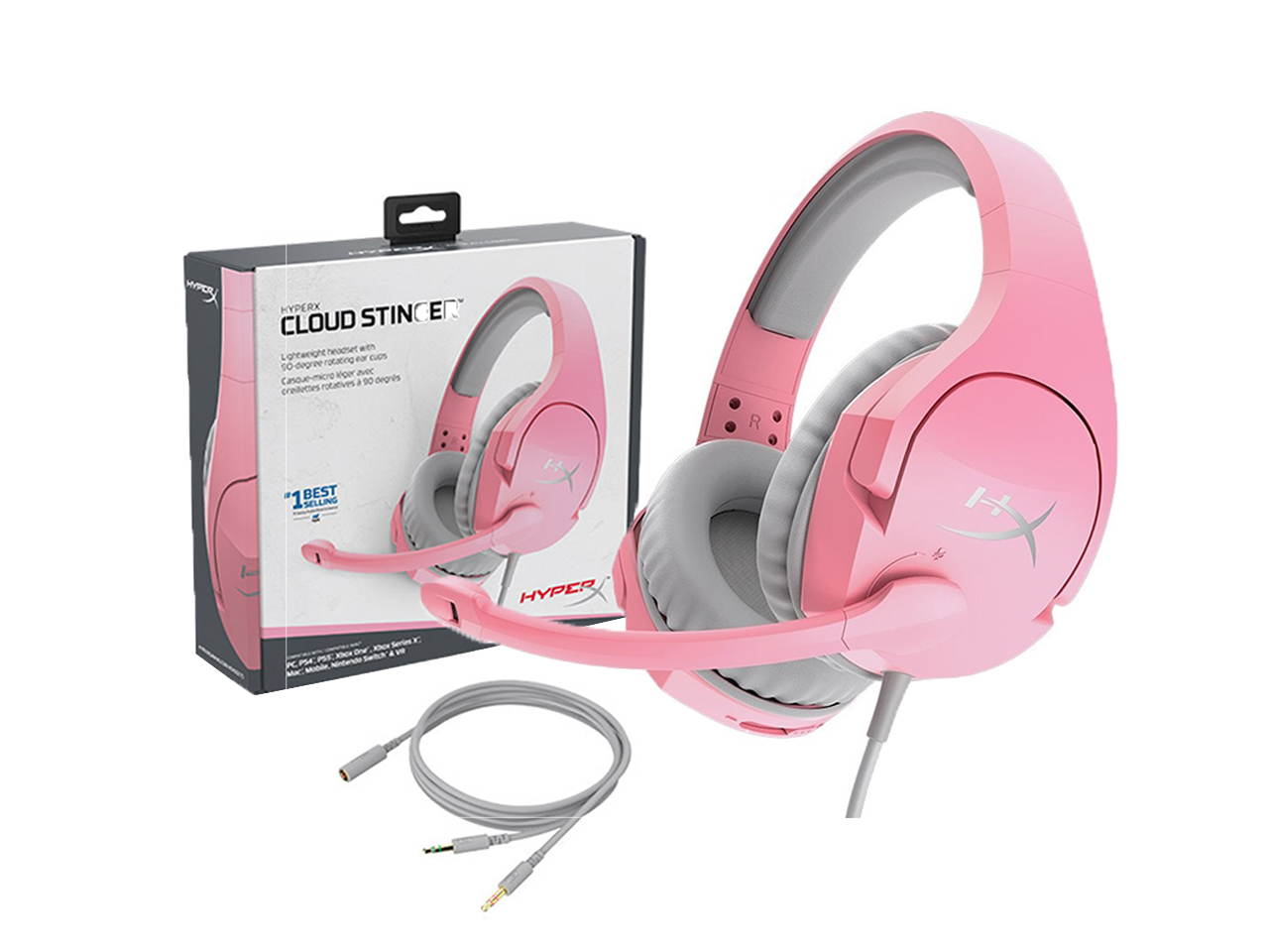 HyperX Cloud Stinger Head-mounted Gaming Headset with Noise Reduction Microphone for PC Game Console Cellphone Pink