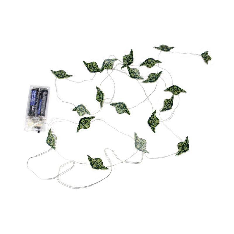 Kurt S. Adler 20ct Battery Operated LED Star Wars Yoda Fairy Christmas Lights Green/White - 2' Clear Wire