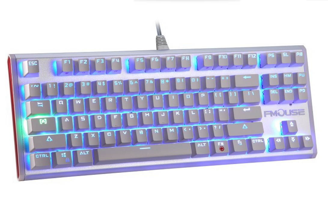 FMOUSE K902 Multicolor Backlit 87 Keys Green axis Mechanical Gaming Keyboard with Blue Switches (Rose Gold)
