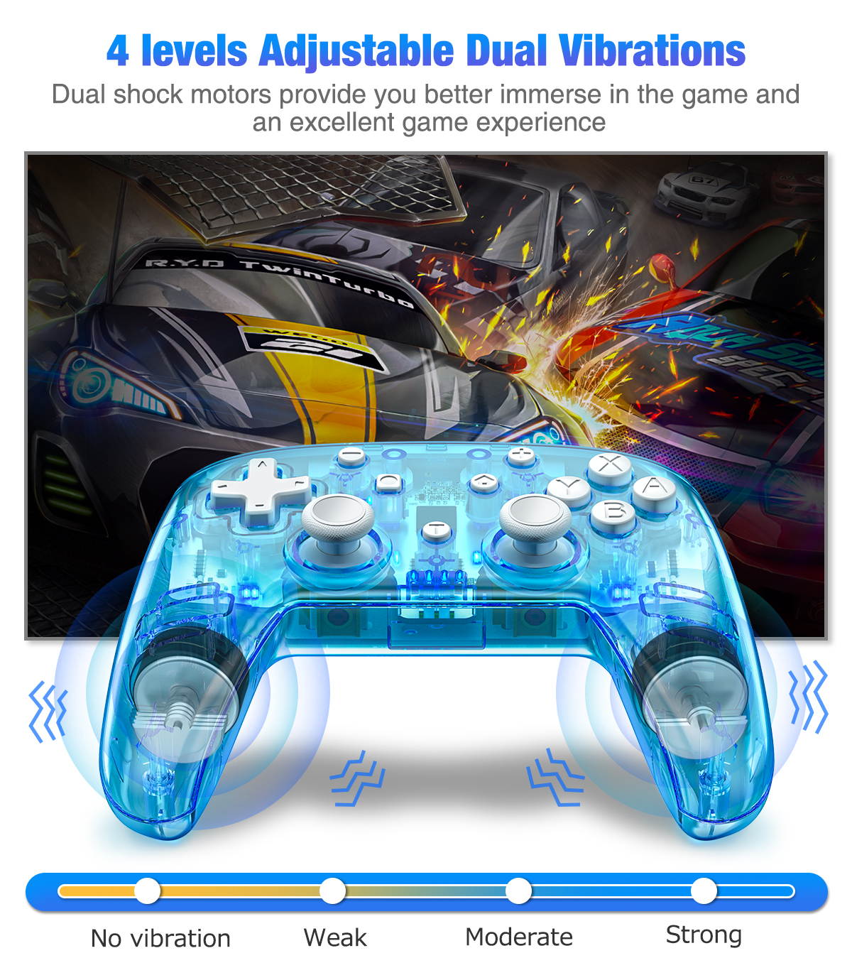 Wireless Controller For Switch/Switch Lite Replace for Switch Controller Wireless Game Joystick Gamepad with LED Backlight, Turbo, Vibration, Motion Functions