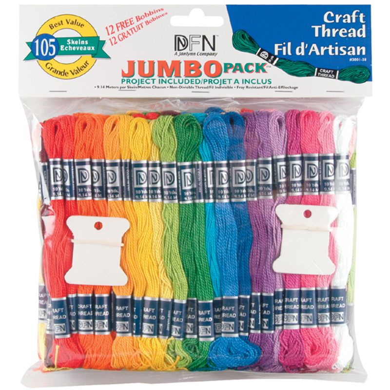 Janlynn Craft Thread Jumbo Pack 9.9yd 105/Pkg-Assorted Colors 