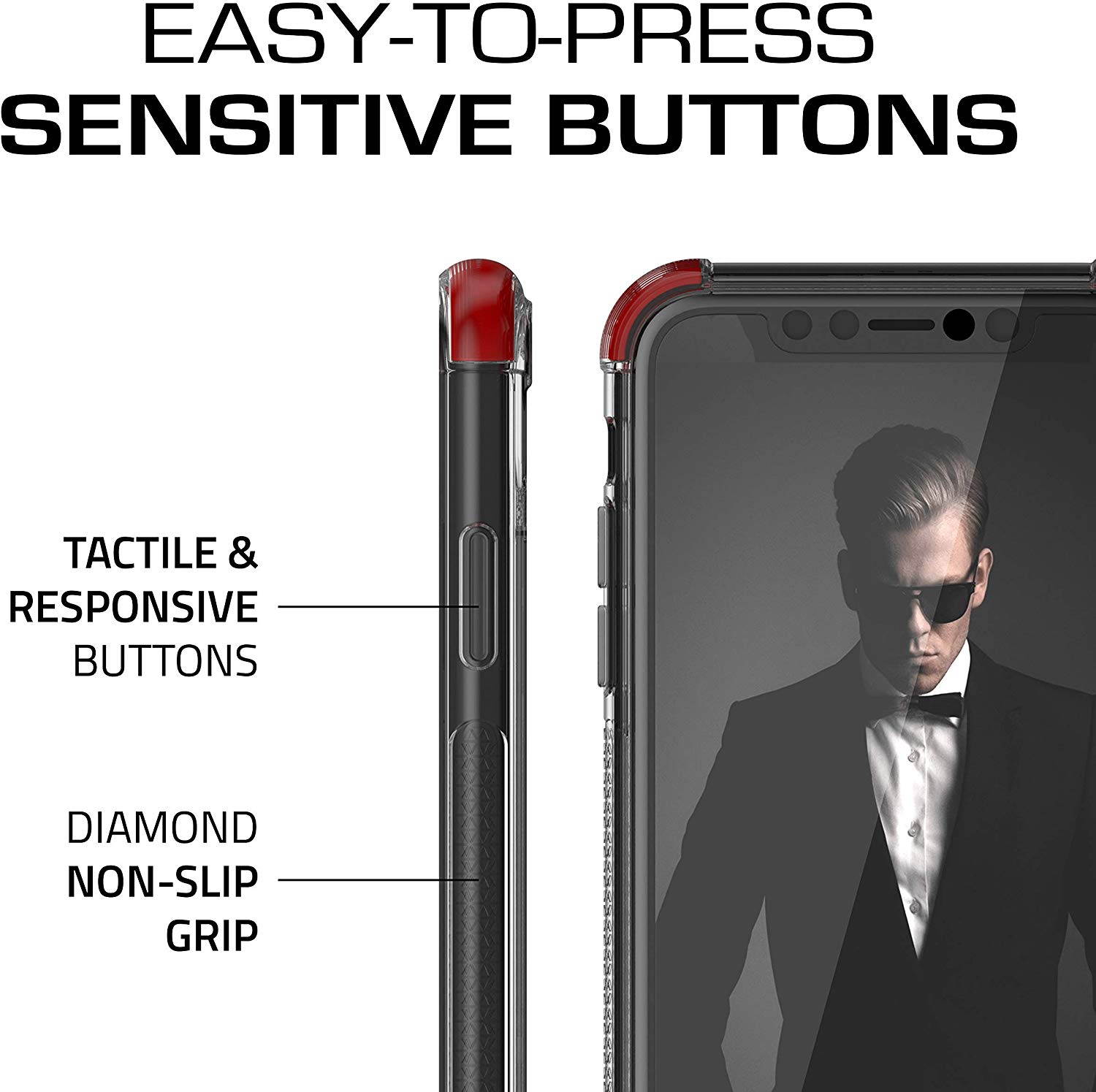 Moshi Vitros Clear Case for iPhone 11 - For Apple iPhone 11 Smartphone - Clear, Raven Black - High Gloss