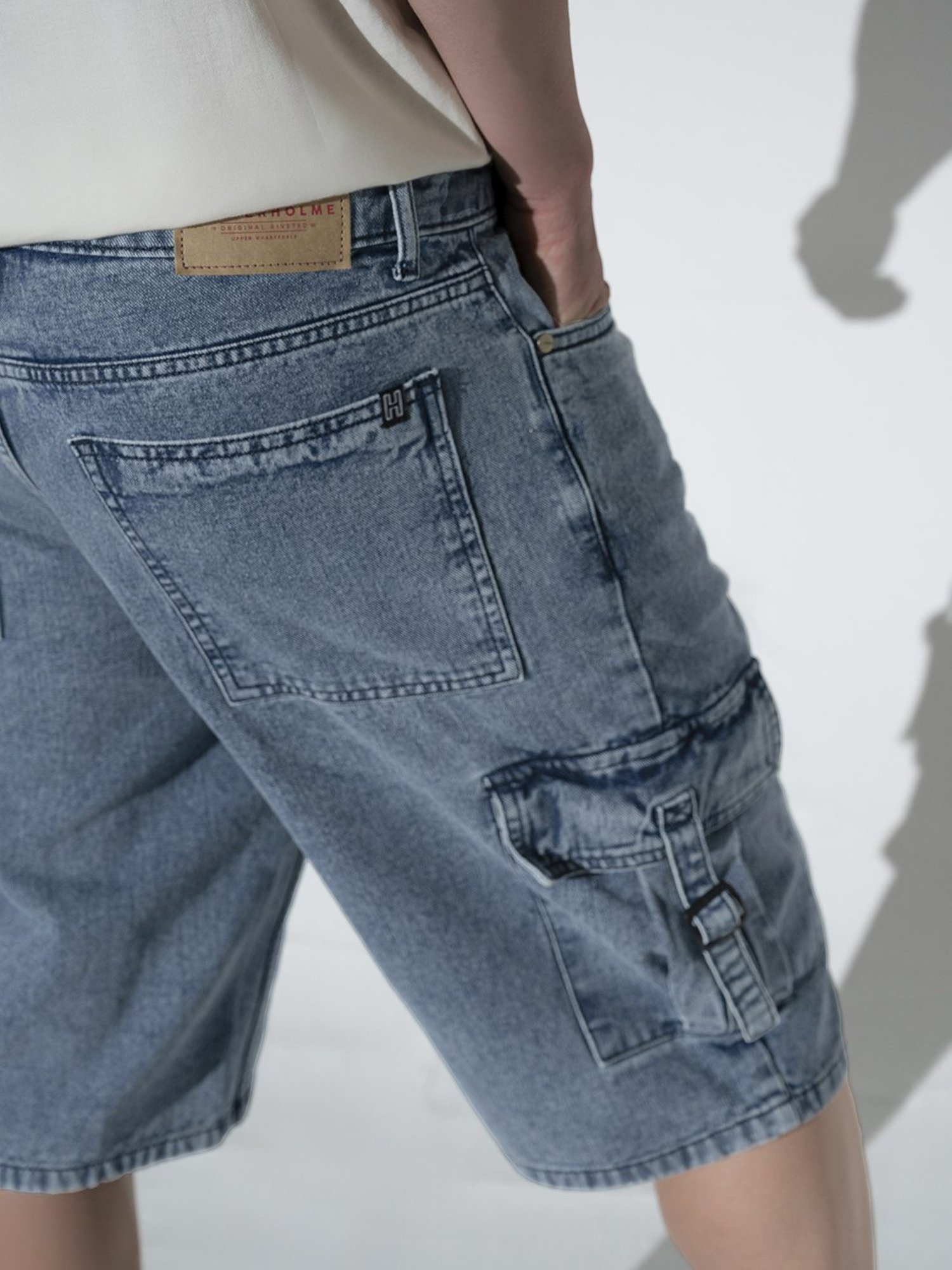 Hubberholme Blue Loose Fit Cargo Shorts