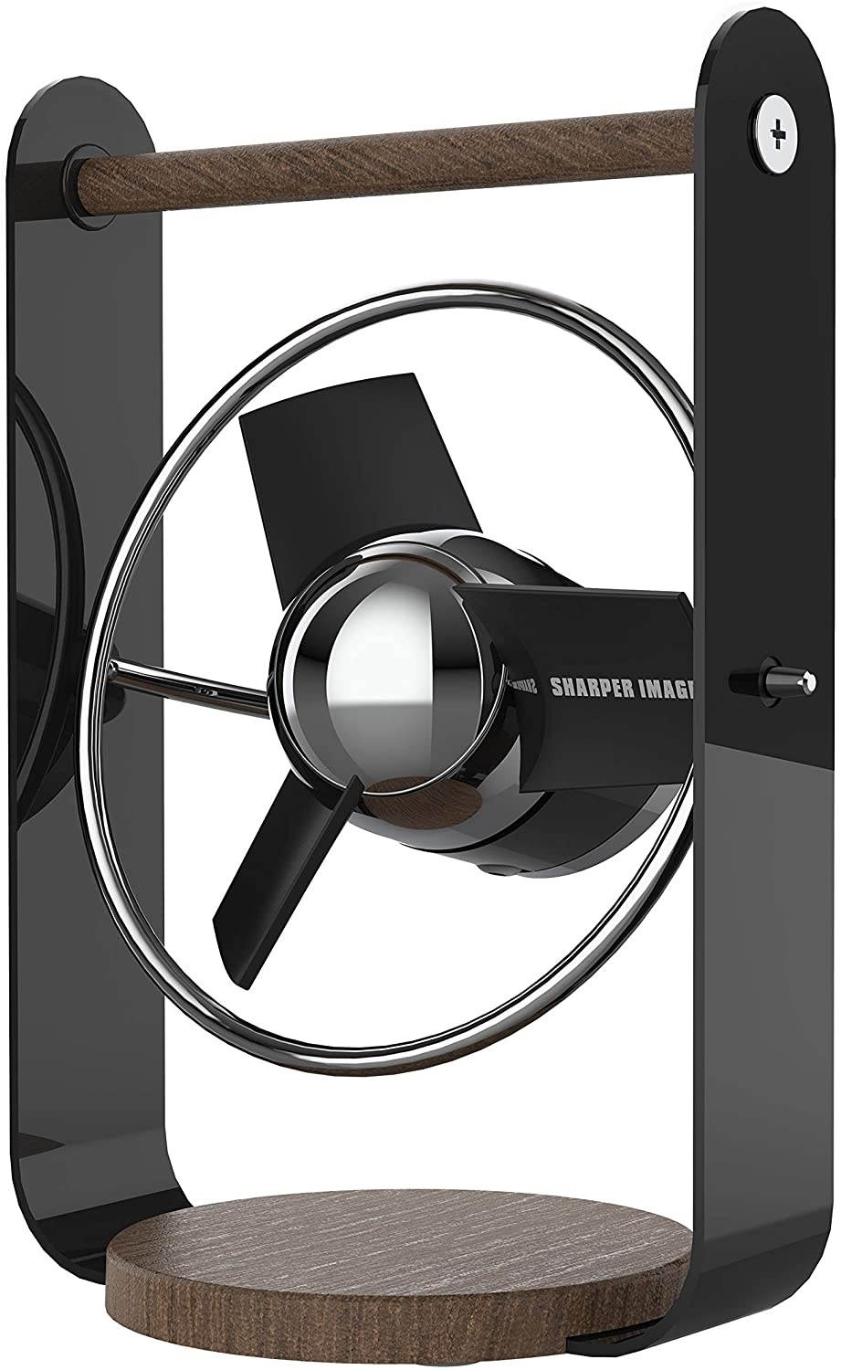 Sharper Image SBV1-SI USB Fan with Soft Blades, 2 Speeds, Touch Control, Quiet Operation, 5V Wall Adapter, 6 ft. Cable, Personal, Black