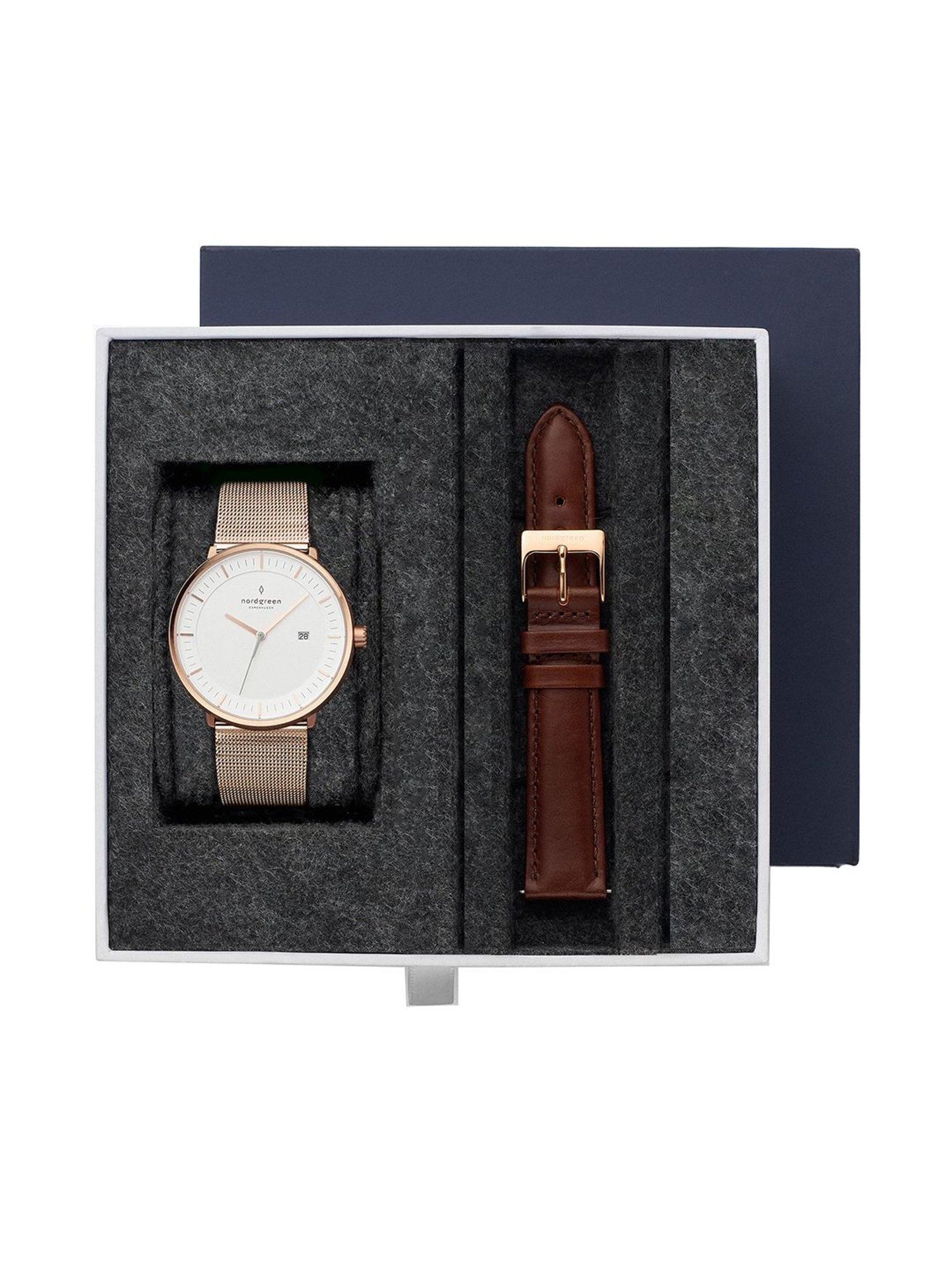 Nordgreen PH36RGXXMEROLEBR Philosopher-Bundle Unisex Analog Watch with Strap Set Combo