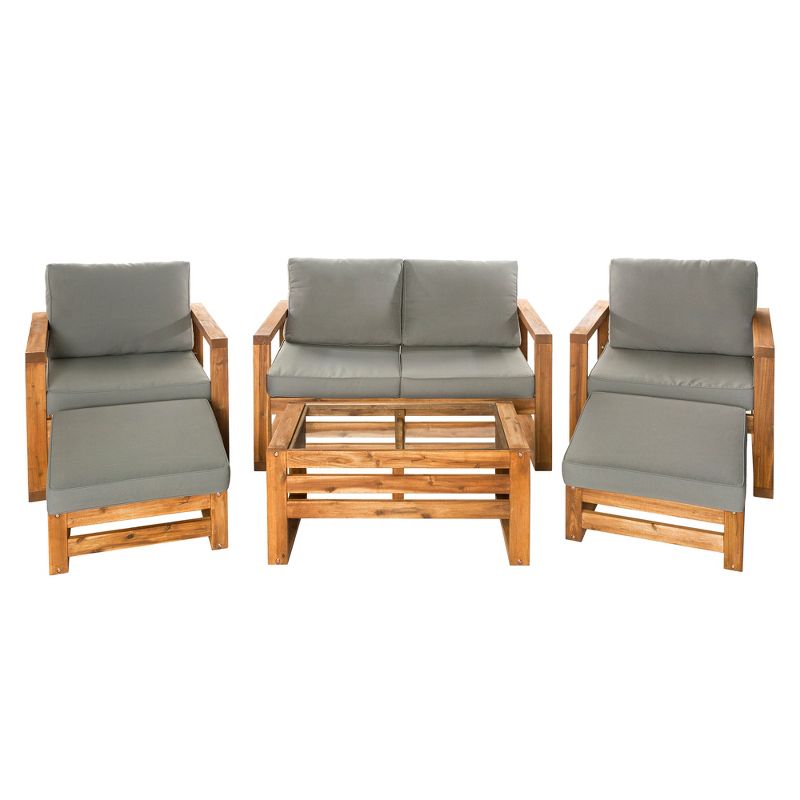 6pc Hudson Open Side Outdoor Patio Chat Set - Saracina Home