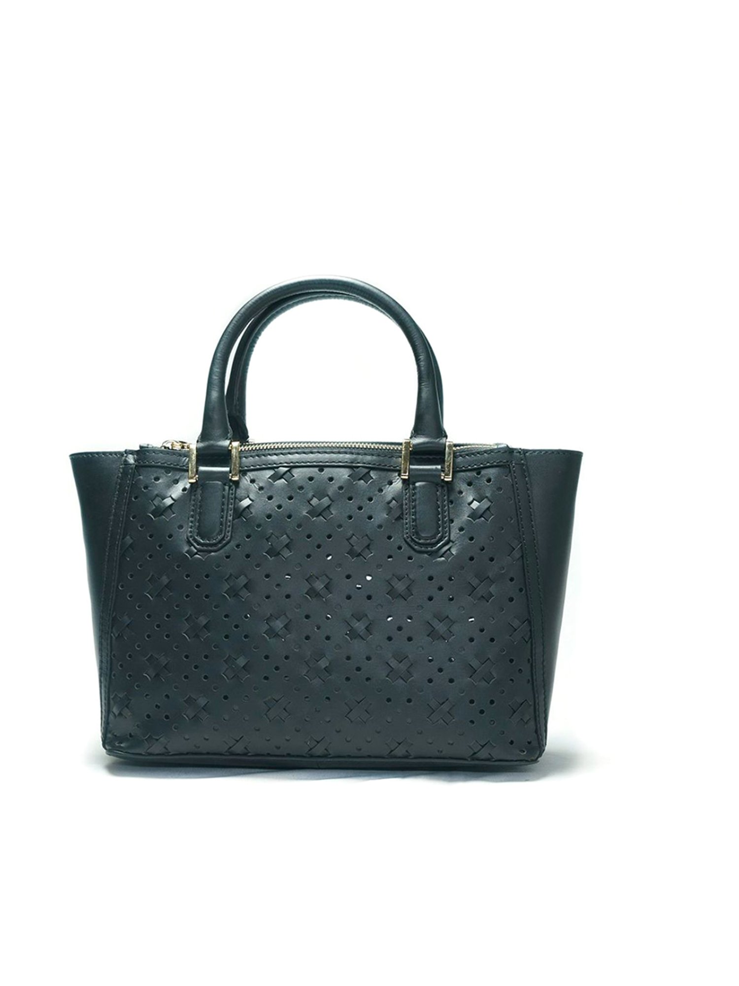 RI2K London Black Leather Large Cut Work Handbag