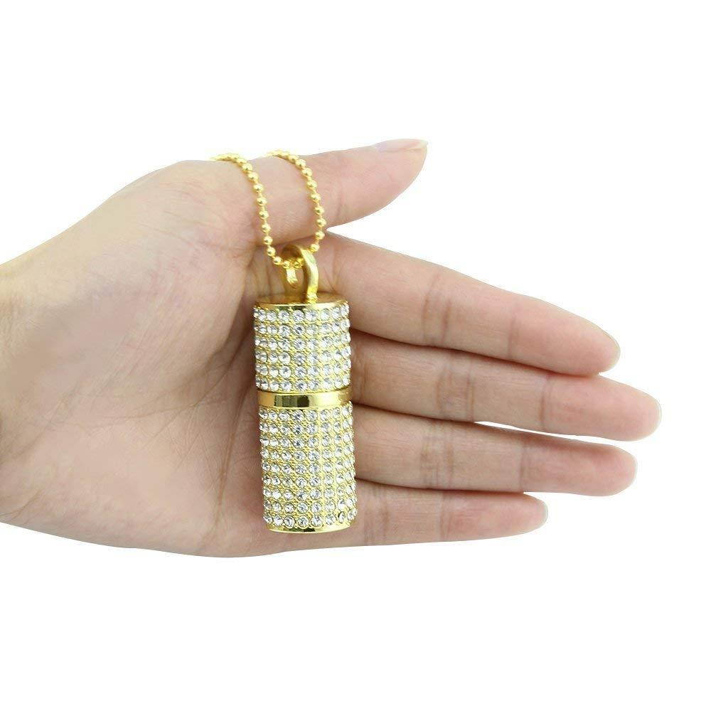 WooTeck USB Flash Drive,Bling Rhinestone Diamond Crystal Glitter Lipstick Case Shining Jewelry Necklace,64GB,Gold
