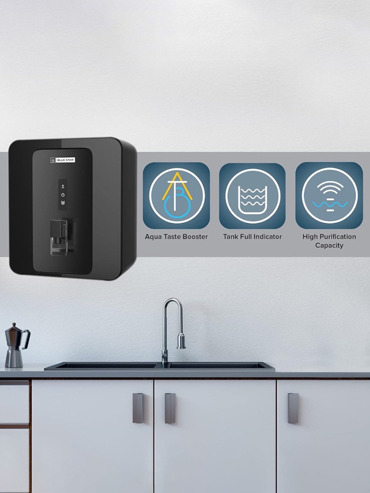 Blue Star Excelle Water Purifier 6L with RO+UV (Black)