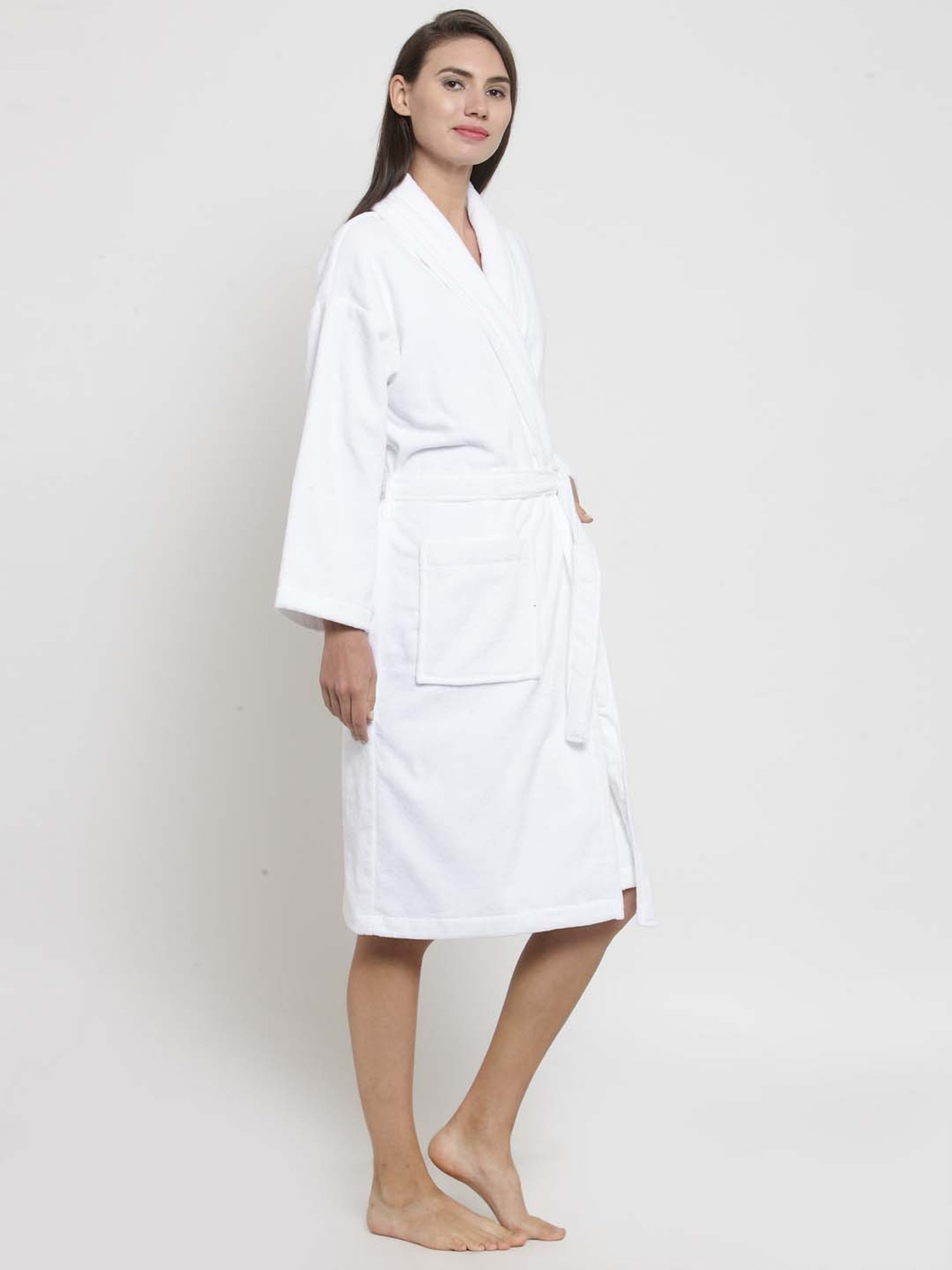 Trident White Diamond Cotton 350 GSM Bathrobe