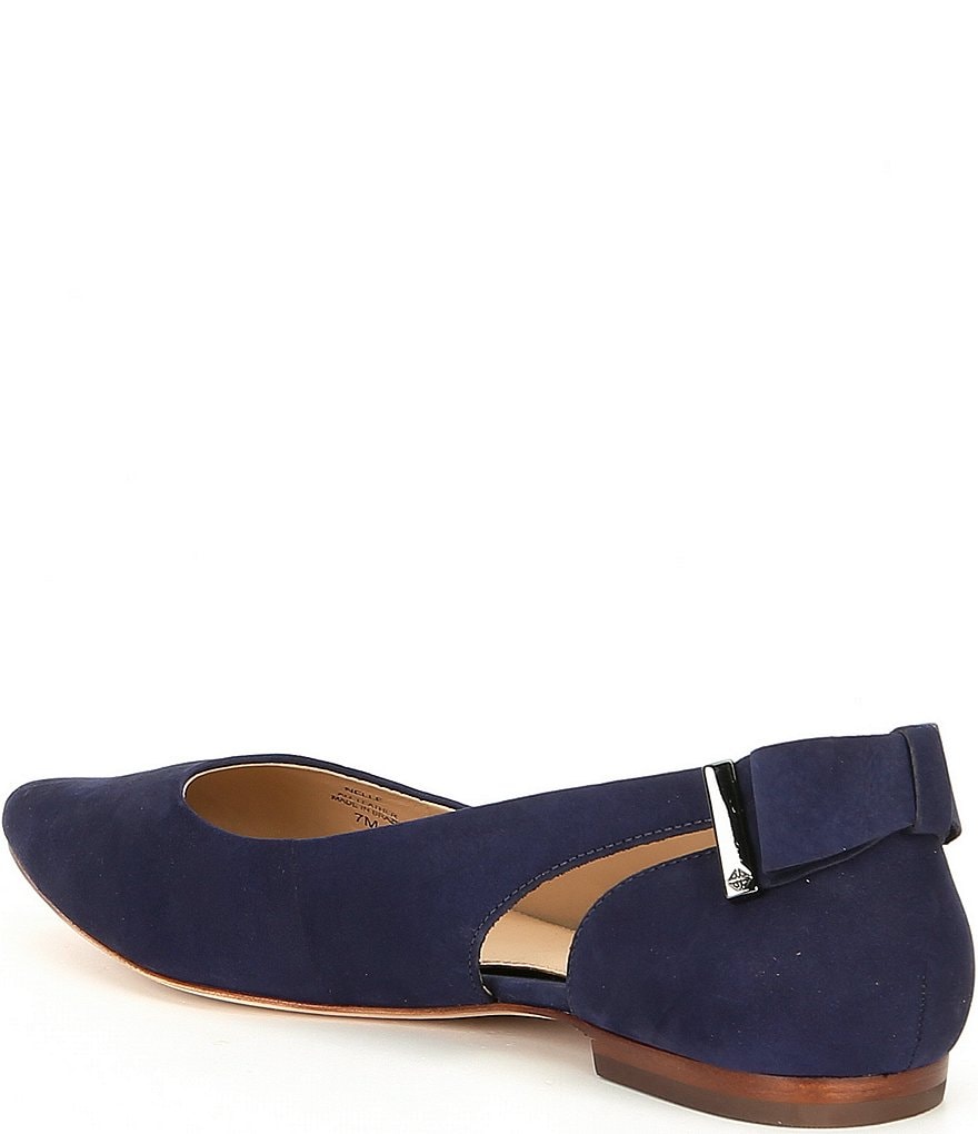 Antonio Melani Nelle Suede Bow Detail & Cut-Out Leather Flats