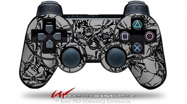 Sony PS3 Controller Decal Style Skin - Scattered Skulls Gray (CONTROLLER SOLD SEPARATELY)