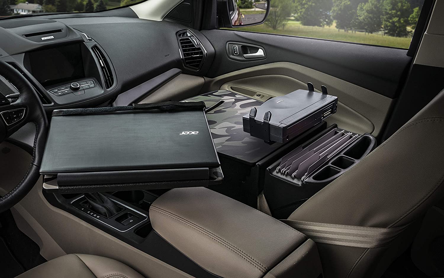 AutoExec AUE16074 Reach Front Seat Car Desk Green Camouflage Finish with Printer Stand
ReachDesk-02 FS GC