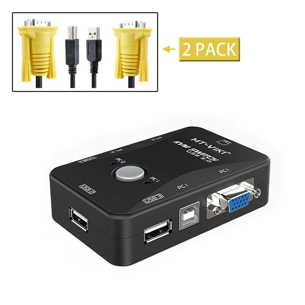 2 PORT KVM SWITCH + 2 SET 3-IN-1 USB KVM CABLES FOR PC