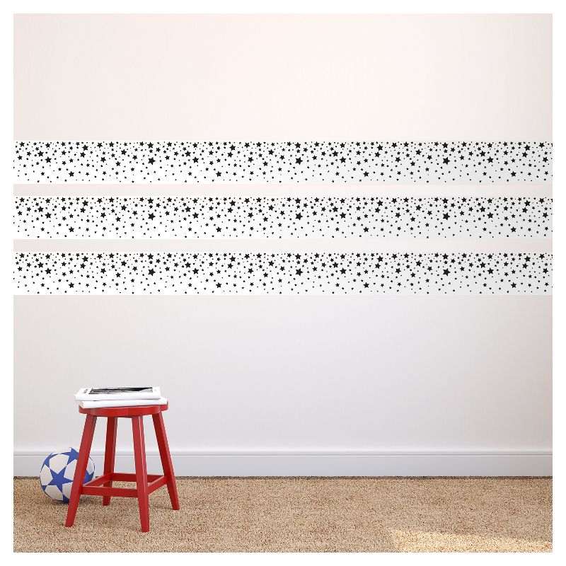 Tempaper Kids' Falling Stars Self-Adhesive Removable Borders Wallpaper White/Black