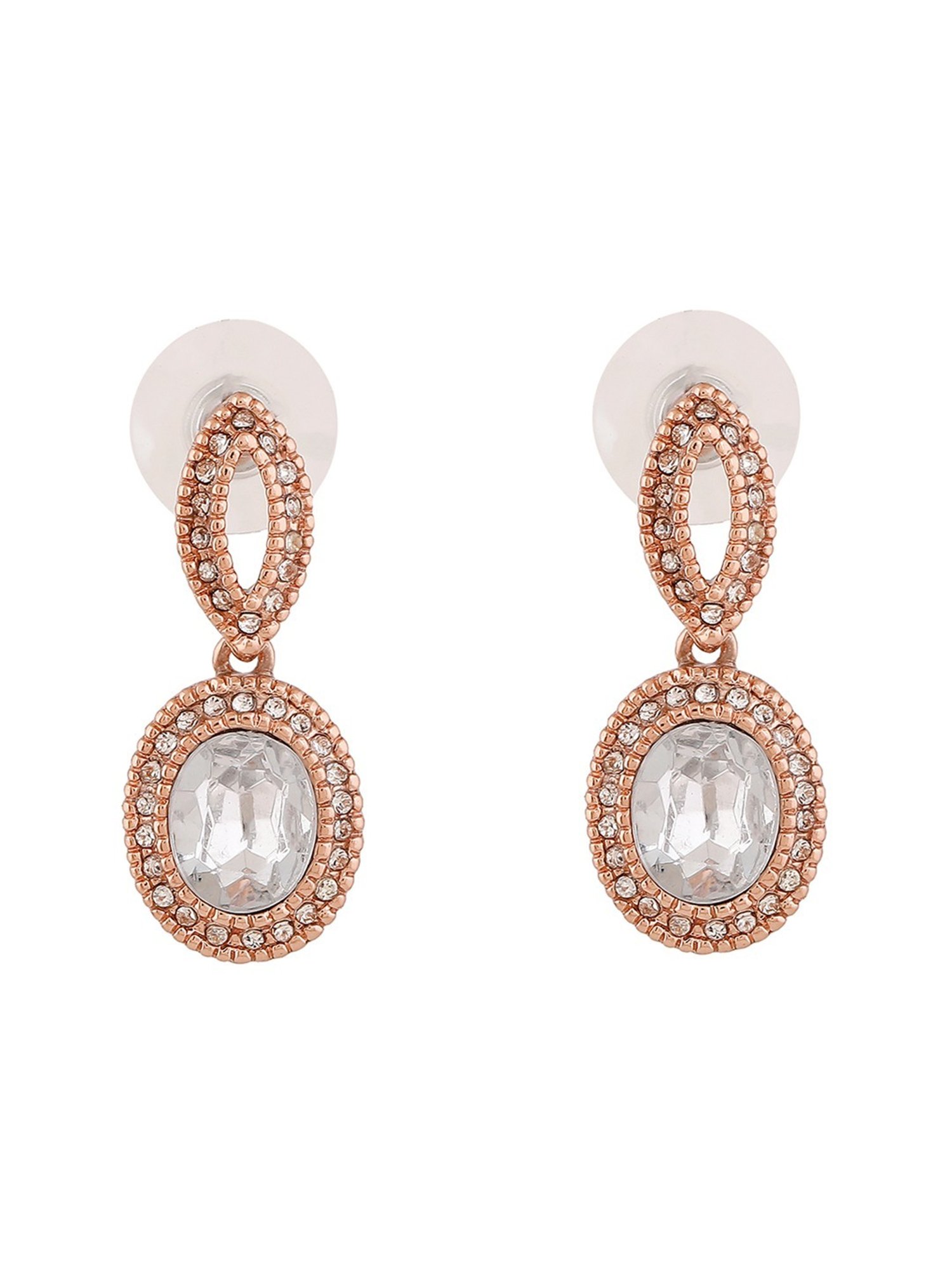 Estele Rose Gold-Plated Sparkling Drop Earrings