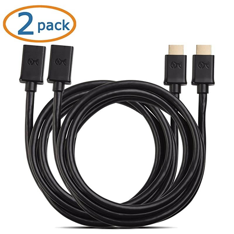 2-Pack High Speed HDMI Extension (Male to Female HDMI Extender Cable) with Ethernet 6 Feet - 3D and 4K Resolution Ready