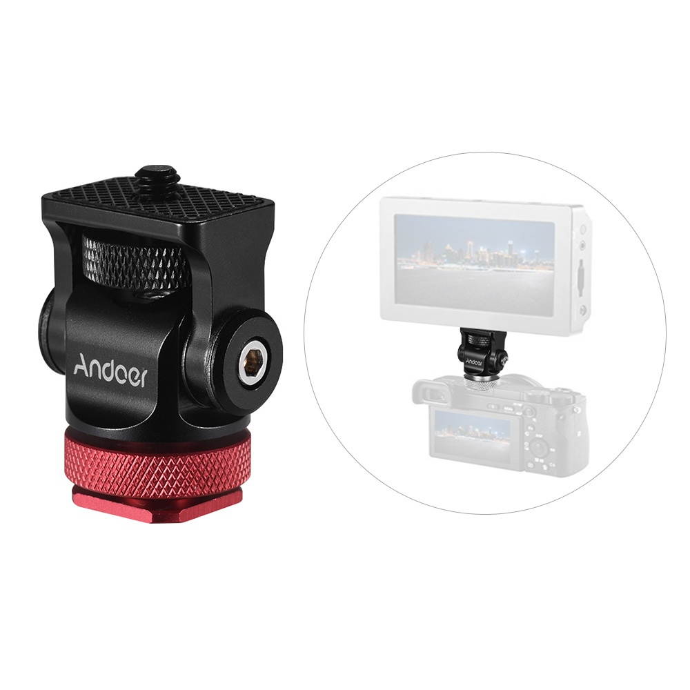 Andoer 180&deg; Rotary Mini Ball Head Ballhead Hot Flash Shoe Mount Adapter 1/4 Inch Screw with Wrench for DSLR Camera Microphone LED Video Light Monitor Tripod Monopod